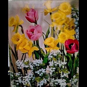 Vari Vue 3D Lenticular Mixed Flowers, Beautiful 8x10 Rare NOS Yellow, Pink Red
